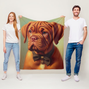 Vintage Dogue de Bordeaux Painting Fleece Blanket