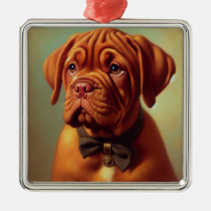 Vintage Dogue de Bordeaux Painting Metal Tree Decoration