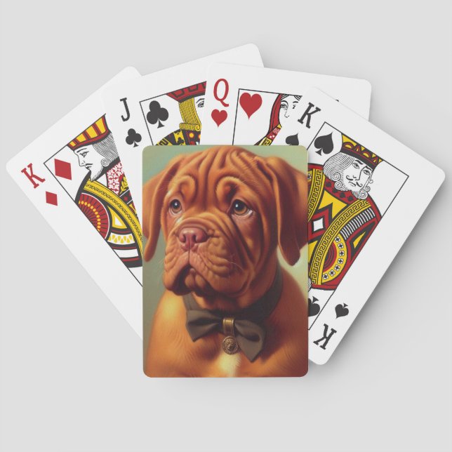 Vintage Dogue de Bordeaux Painting Playing Cards (Back)