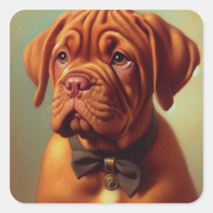 Vintage Dogue de Bordeaux Painting Square Sticker