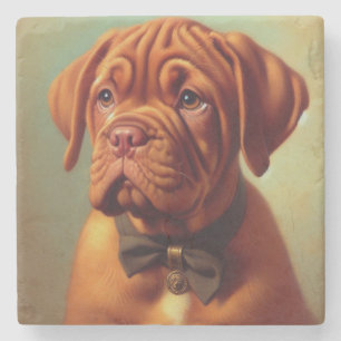 Vintage Dogue de Bordeaux Painting Stone Coaster