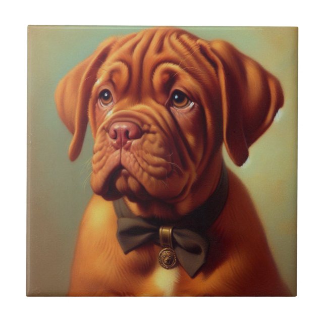 Vintage Dogue de Bordeaux Painting Tile (Front)