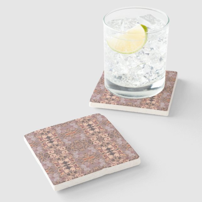 Vintage Dogwood Floral Stone Coaster (Side)