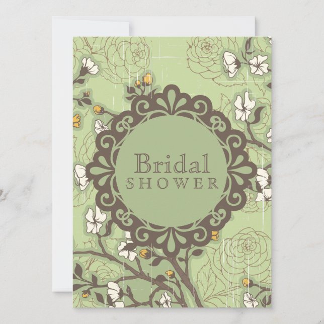 Vintage Dogwood on Green Invitation (Front)