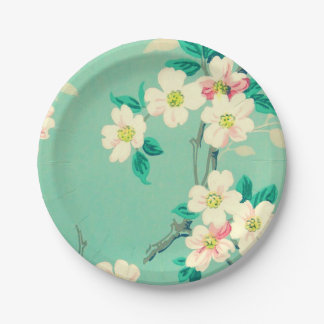 Vintage dogwood wallpaper paper plates