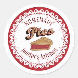 Vintage doily lace typography homemade pies classic round sticker