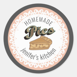 Vintage doily lace typography homemade pies classic round sticker