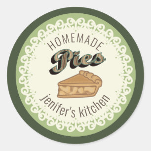 Vintage doily lace typography homemade pies classic round sticker