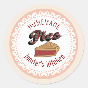 Vintage doily lace typography homemade pies classic round sticker
