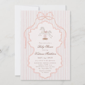 Vintage Doily Rocking Horse Nursery Baby Shower Invitation