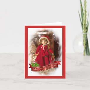 Vintage doll Christmas Note card