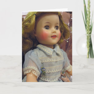 Vintage Doll in Pale Blue Greeting Card