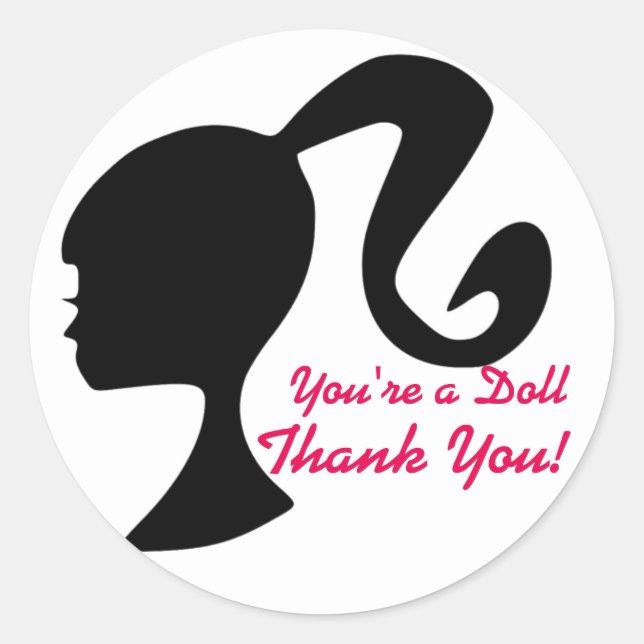 Vintage Doll Silhouette Thank You Label (Front)