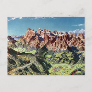 Vintage Dolomites Italy Relief Map Postcard