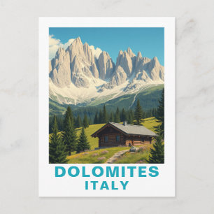 Vintage Dolomites Italy Travel Postcard