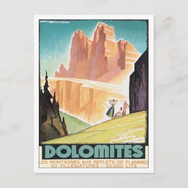 Vintage Dolomites Mountain Postcard (Front)