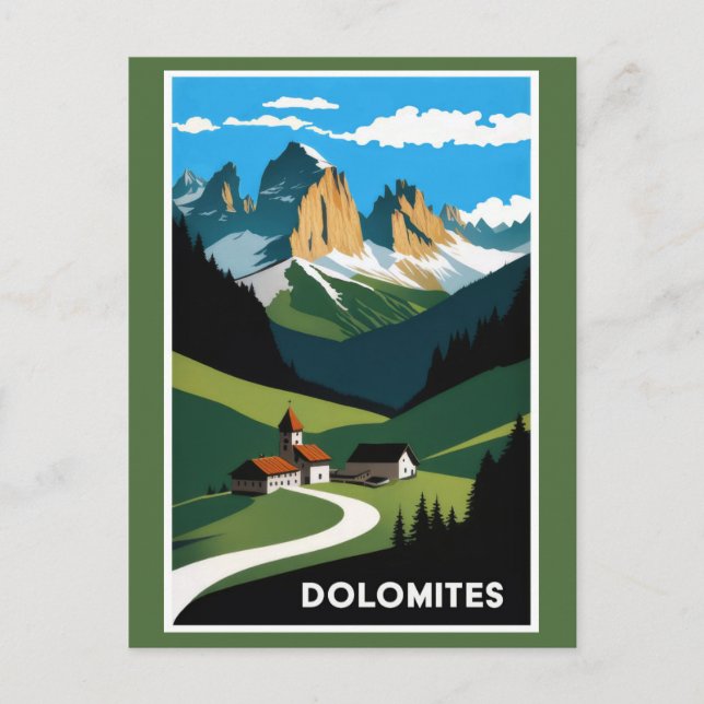Vintage Dolomites Mountains Italy Landscape Postcard (Front)