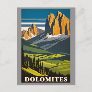 Vintage Dolomites Mountains Italy Landscape Postcard