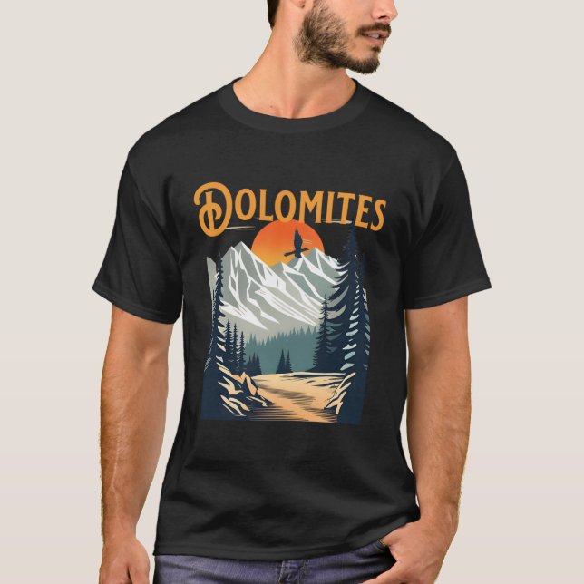 Vintage Dolomites Souvenir Hiking T-Shirt (Front)