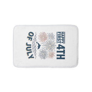 Vintage Dolphin 4th of July Fireworks Shirt Design Bath Mat