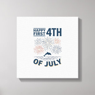 Vintage Dolphin 4th of July Fireworks Shirt Design Canvas Print