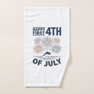 Vintage Dolphin 4th of July Fireworks Shirt Design Hand Towel