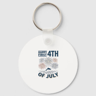Vintage Dolphin 4th of July Fireworks Shirt Design Key Ring