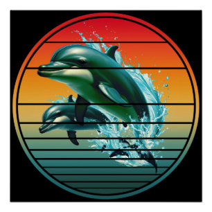 Vintage Dolphin Ocean Sea Creature Dolphins Poster