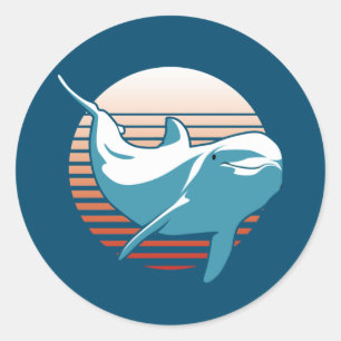 Vintage Dolphin T-Shirt Classic Round Sticker
