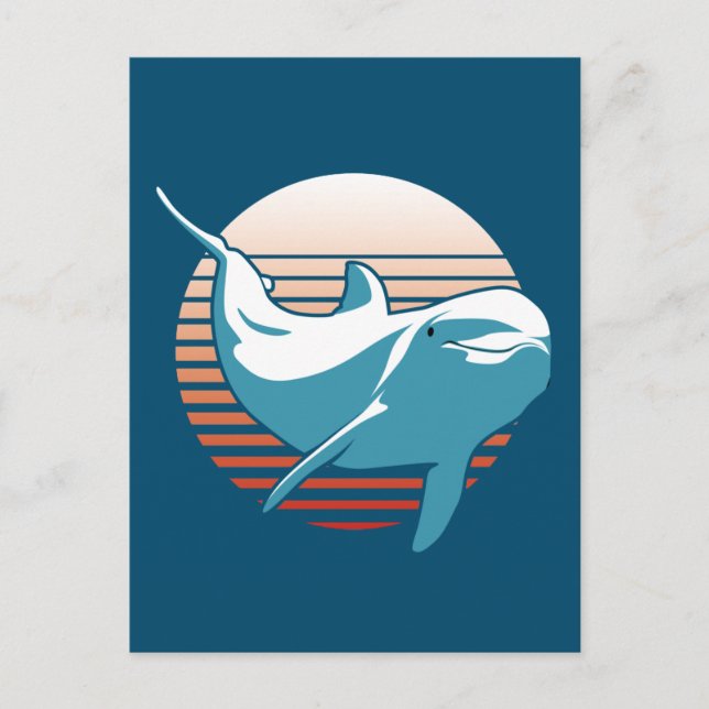 Vintage Dolphin T-Shirt Postcard (Front)