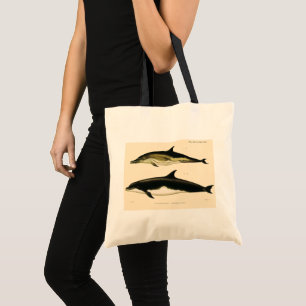 Vintage Dolphins, Marine Mammals Animals Tote Bag