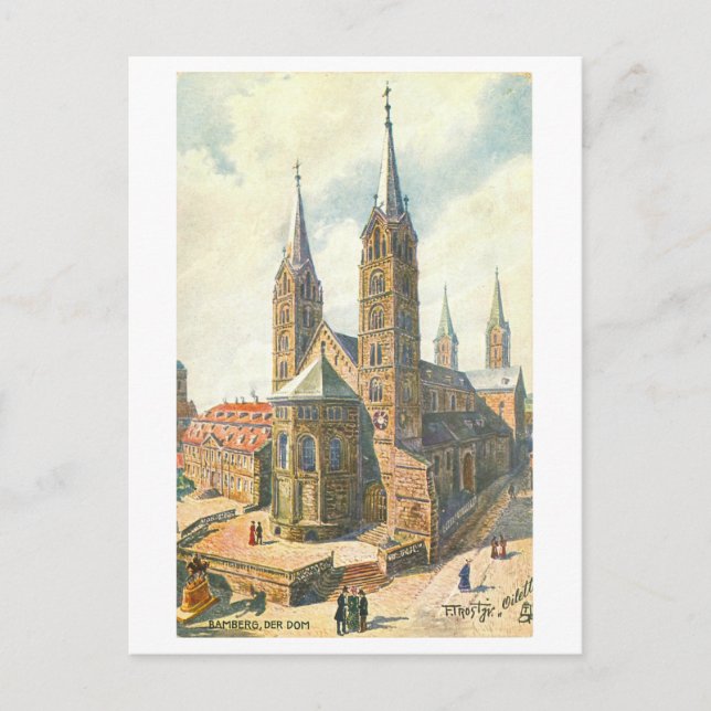 Vintage Dom/Cathedral in Bamberg, Germany Postcard (Front)