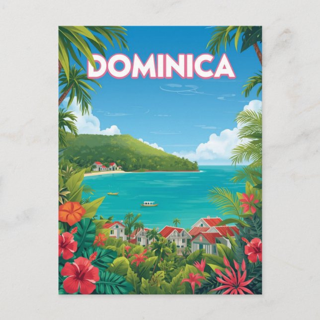 Vintage Dominica Tropical Island Travel Postcard (Front)
