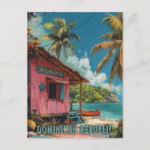 Vintage Dominican Republic Travel Art  Postcard