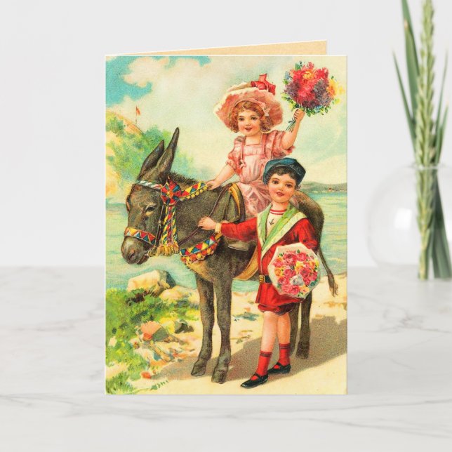 Vintage Donkey Birthday Card (Front)