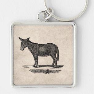 Vintage Donkey Illustration - 1800's Donkeys Key Ring