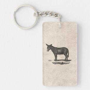 Vintage Donkey Illustration - 1800's Donkeys Key Ring