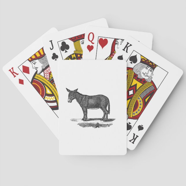 Vintage Donkey Illustration - 1800's Donkeys Playing Cards (Back)