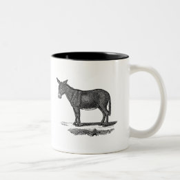 Vintage Donkey Illustration - 1800's Donkeys Two-Tone Coffee Mug