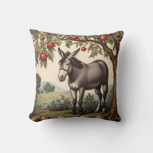 Vintage Donkey Under An Apple Tree Cushion