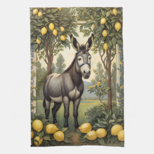 Vintage Donkey Under the Lemon Trees Tea Towel