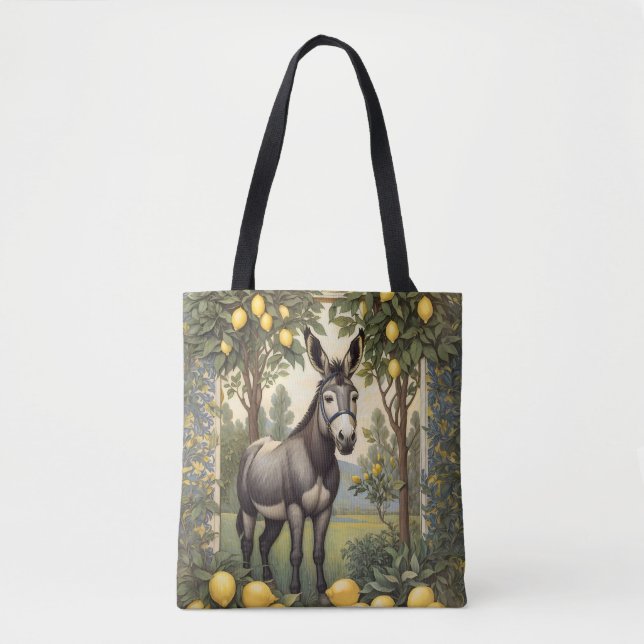 Vintage Donkey Under the Lemon Trees Tote Bag (Front)