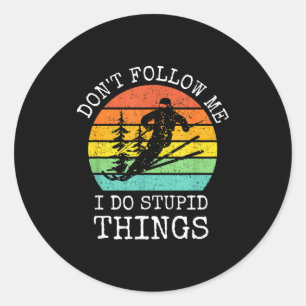 Vintage Don't Follow Me I Do Stud Things Cool Snow Classic Round Sticker