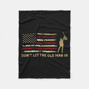 Vintage Don't Let The Old Man In American Flag Gui Fleece Blanket