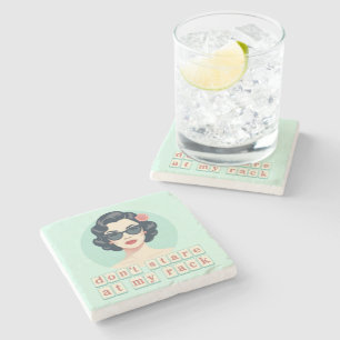 Vintage Don't Stare At My Rack Funny Mahjong Stone Coaster