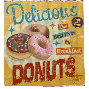 Vintage Donuts metal sign. vintage, sign, donut, p Shower Curtain