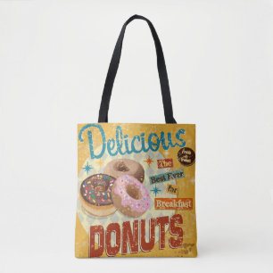 Vintage Donuts metal sign, vintage, sign, donut, p Tote Bag