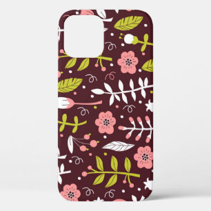 Vintage Doodle Floral Seamless Pattern iPhone 12 Case