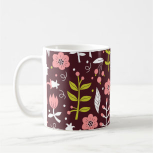 Vintage Doodle Floral Seamless Pattern Coffee Mug