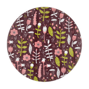 Vintage Doodle Floral Seamless Pattern Cutting Board